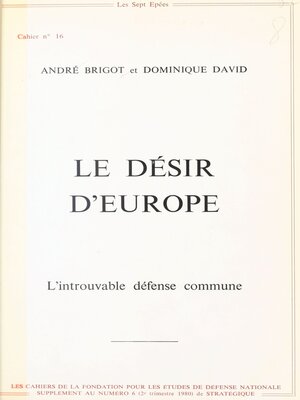 cover image of Le Désir d'Europe